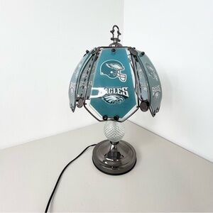 VTG NFL Philadelphia Eagles Touch Lamp 6 Panel 3 Way Light WORKS